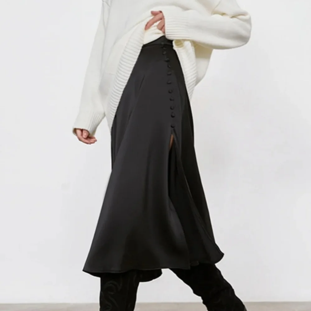 Nwt! Commense Side Buttoned Slit Midi Skirt - Picture 2 of 9
